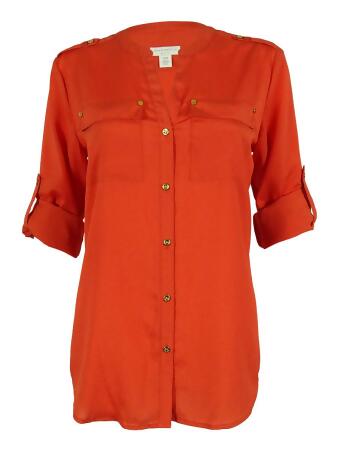 Charter Club Women's Tab Sleeve Utility Tunic Top - PM