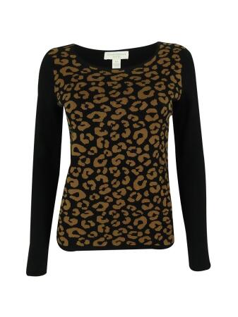 Charter Club Women's Animal Print Pullover Sweater - PXL