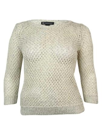 Inc Women's Openwork Metallic Knit Pullover - S