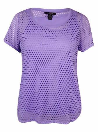 Style Co. Women's Open Knit Mesh Overlay Top - 1X