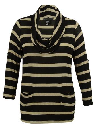Inc Women's Button Detailed Stripe Sweater - 1X