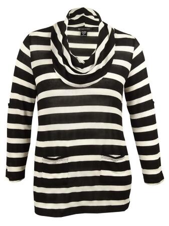 Inc Women's Button Detailed Stripe Sweater - 1X