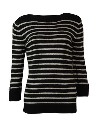 Karen Scott Women's Metallic Strip Sweater - PS