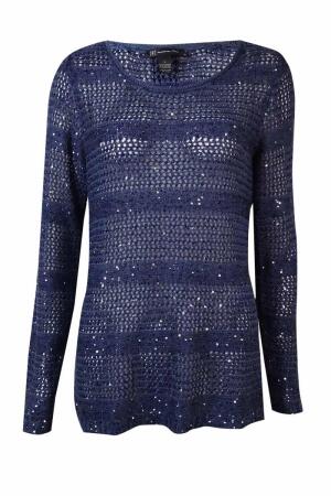 Inc International Concepts Women's Sequined Sheer Sweater - L