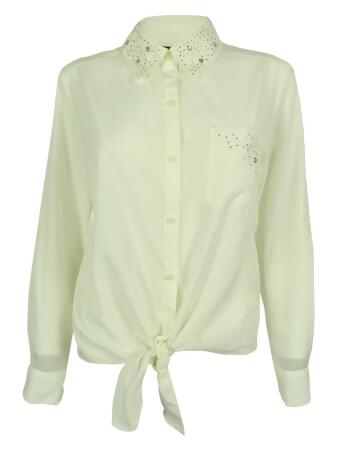 Style Co. Women's Embellished Collar Tab Sleeves Blouse - PM