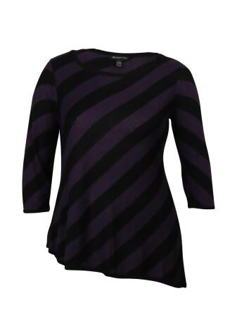 Inc Women's Scoop Neck Striped Sweater - 0X