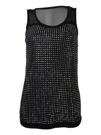 Inc International Concepts Women's Studded Illusion Knit Top - PM