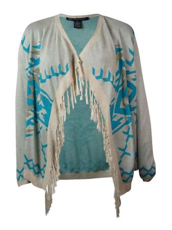 Inc International Concepts Women's Fringed Sweater Cardigan - PM