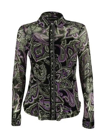 Inc International Concepts Women's Mesh Button Top - PS