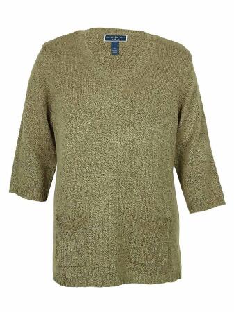 Karen Scott Women's V-Neck Marled Tunic Sweater - 1X