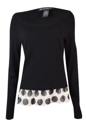 Inc International Concepts Women's Polka-Dot Hem Sweater - PXS