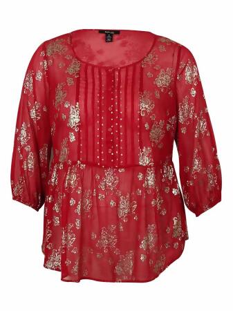 Style Co Women's Floral Pintucked Blouse - PS