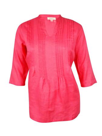 Charter Club Women's Pintucked Woven Linen Tunic - 0X