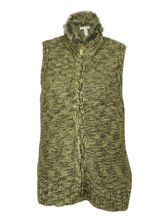 Charter Club Women's Marled Faux Fur Trimmed Vest Sweater - PXS