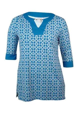 Charter Club Women's Keyhole Scoop Neck Print Jersey Tunic - PS
