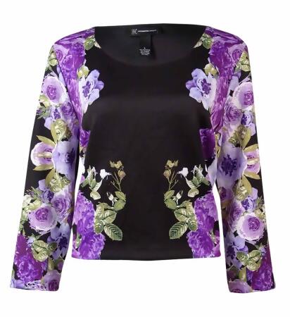 Inc International Concepts Women's Floral Cropped Scuba Top - PM