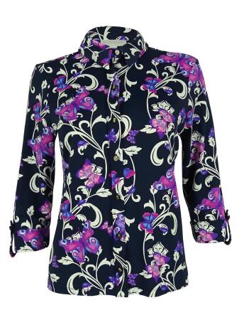 Charter Club Women's 3/4 Sleeve Butterfly Print Top - PL