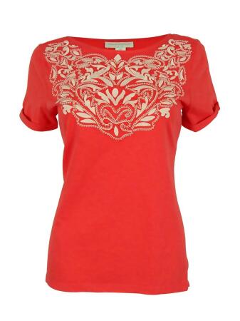Charter Club Women's Embroidered Cuffed Sleeve Top - PS