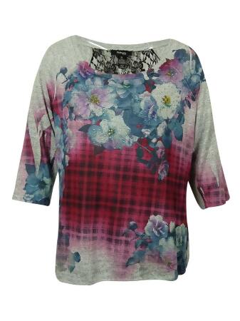 Style Co Women's Floral Lace-Trimmed Shirt - PXL