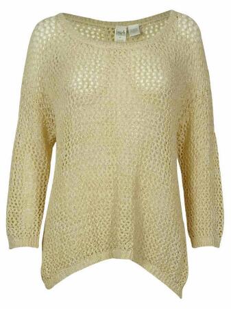 Inc International Concepts Women's Metallic Crochet Pullover Sweater - XL
