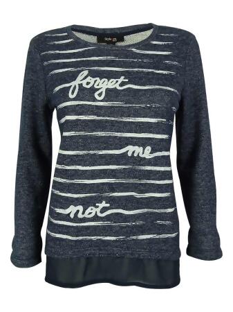 Style Co. Women's Forget Me Not Print Chiffon Hem Sweater - PL