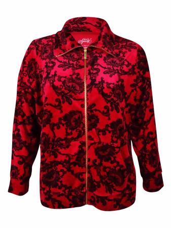 Style Co. Women's Damask Lace Print Velour Jacket - PS