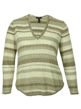 Style Co Women's Striped Marled V-Neck Sweater - 1X