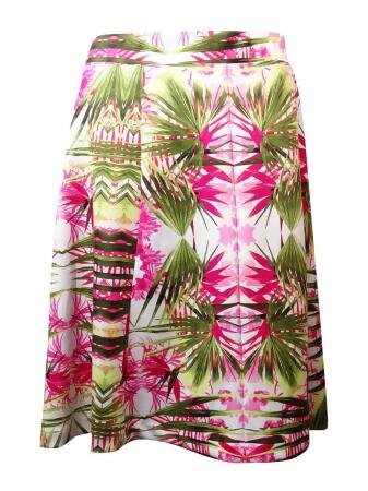 Inc International Concepts Women's Palm Tree Print Ponte Skirt - 3X