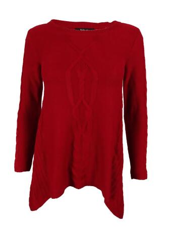 Style Co. Women's Cable Knit Handkerchief Hem Sweater - PS