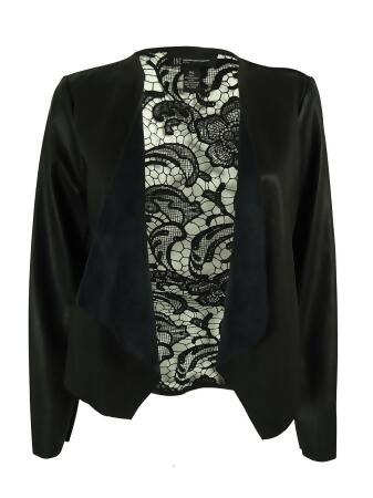 Inc International Concepts Women's Faux-Leather Lace Jacket - PS
