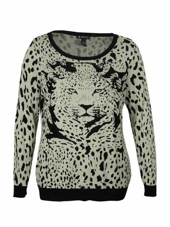 Inc Women's Animal Print Scoop Neck Sweater - 1X