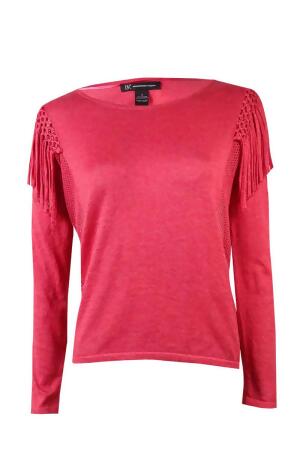Inc International Concepts Women's Mesh Fringe Sweater - L