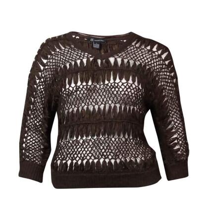 Inc Women's V-neck Dolman Sleeve Crotchet Sweater - L
