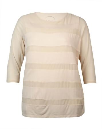 Inc Women's Striped Mesh 3/4 Sleeve Blouse - 0X