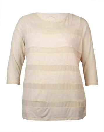 Inc Women's Striped Mesh 3/4 Sleeve Blouse - 0X