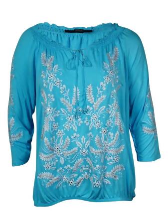 Inc International Concept Women's Embroidered Peasant Top - 2X