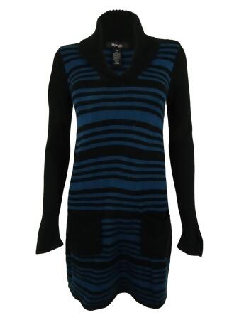 Style Co. Women's Striped Lurex Knit Pocket Sweater Dress - PM