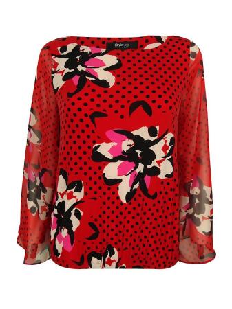 Style Co. Women's Long Bell Sleeves Floral Print Top - PXS