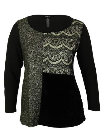 Style Co Women's Embellished Velvet Trim Top - PS