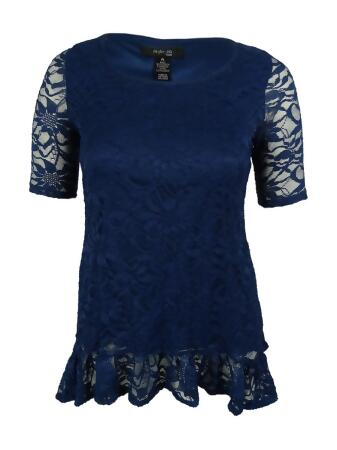 Style Co. Women's Short Sleeve Lace Tunic Top - PL