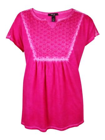 Style Co. Women's Eyelet Trim Dyed Cotton Top - 0X