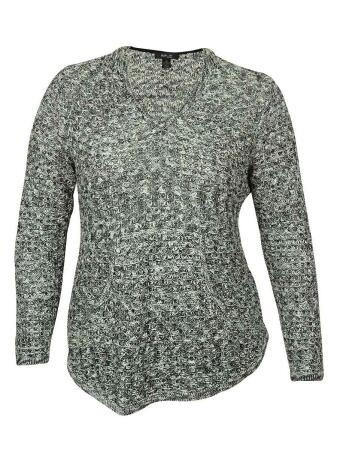 Style Co Women's V-Neck Marled Hooded Sweater - 1X