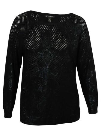 Inc Women's Open-Stitch Foil Sweater - 3X