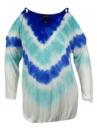 Inc International Concept Women's Tie-Dye Cold Shoulder Top - 0X