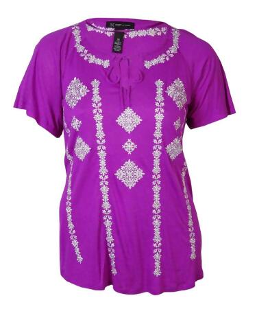 Inc International Concept Women's Embroidered Blouse - 1X