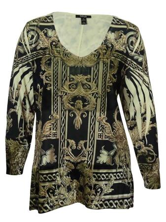 Style Co Women's Printed V-Neck Tunic Blouse - PXS