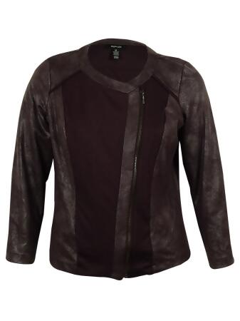 Style Co Women's Faux Leather Contrast Jacket - PS
