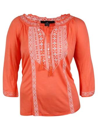 Inc International Concept Womens Embroider Cold Shoulder Top - 0X