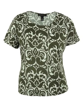 Inc International Concepts Women's Short Sleeve Damask Top - 0X