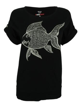 Style Co. Women's Embellished Fish Print Sweatshirt - PM